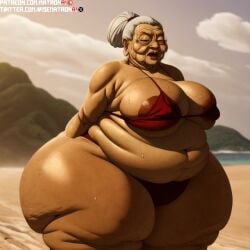 1girls 4k ai_generated areola areolae avatar_legends avatar_the_last_airbender bbw beach bikini cellulite female gilf granny highres huge_breasts large_areolae large_breasts lo_and_li looking_at_viewer massive_ass massive_thighs matronai_(artist) mature mature_female mature_woman nickelodeon patreon patreon_username pinup ssbbw stable_diffusion swimsuit thick_thighs thighs tight_swimsuit twitter_username wide_hips wrinkled_skin wrinkles