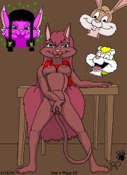 2001 anthro black_hair blonde_hair blue_eyes bodily_fluids breasts brown_body brown_fur brown_hair cheek_tuft cleo_cattrah clothed clothing domestic_cat drooling facial_tuft felid feline felis female fur genitals group hair kthanid_(artist) lagomorph leporid long_hair magic male mammal martin_mink mink mustelid musteline nipples page_4 page_number presenting presenting_pussy purple_body purple_fur pussy rabbit raised_clothing raised_shirt raised_topwear randy_rabbit rutwell_forest saliva serenakty shirt spread_pussy spreading topwear true_musteline tuft white_body white_fur