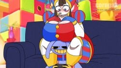 2023 2d 2d_(artwork) 2d_artwork anthro ass big_ass big_breasts big_thighs blush breasts breasts_on_head brown_hair bunny bunny_ears controller corngak female glitch_productions gloves gooseworx huge_ass huge_breasts huge_thighs jax_(the_amazing_digital_circus) jester jester_costume jester_hat jester_outfit looking_down male playing_videogame pomni pomni_(the_amazing_digital_circus) purple_body short_hair sitting smile smiling tagme the_amazing_digital_circus thick_hips thick_thighs white_body yellow_eyes yellow_mouth