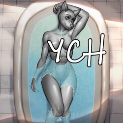 2023 abs anthro anthro_only any_species bath breasts female fur furry furry_only naked nude pussy scarlet_side smile solo water wet ych