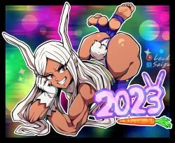 1girls 2023 ass athletic athletic_female bunny_ears bunny_girl dark-skinned_female feet female female_focus foot_fetish foot_focus lewdsaiga miruko muscles my_hero_academia ordering_food presenting_feet rumi_usagiyama soles tagme tan_skin the_pose toes white_hair