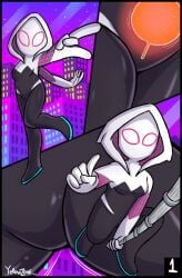 ass bladder comic gwen_stacy gwen_stacy_(spider-verse) have_to_pee marvel multiple_angles multiple_views omorashi page_1 spider-gwen spider-man:_into_the_spider-verse yellowzonemx