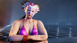 1girls 3d bikini clothed female female_only fully_clothed jaycee jaycee_(tekken) julia_chang namco pool sabina_renwa solo swimming swimming_pool swimsuit tekken tekken_tag_tournament_2 wrestler wrestling_outfit