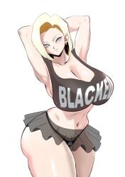 1girls alternate_version_available android_18 blacked blacked_clothing blonde blonde_female blonde_hair blonde_hair_female blue_eyes blue_eyes_female cameltoe cleavage curvy dragon_ball erect_nipples female gigantic_breasts gtsn17 huge_areolae huge_ass powkasa puffy_nipples raceplay short_hair short_hair_female thick_hips voluptuous wide_hips yellow_hair