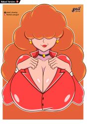 big_breasts black_choker breasts cartoon_network choker female female_only girl girly goil_drawing lips lipstick_mark miss_bellum office_clothing office_dress office_lady red_hair sara_bellum secretary solo the_powerpuff_girls