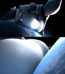 1girls 80lines big_ass big_breasts earth female female_only giantess giga_giantess haydee haydee_(game) helmet helmet_covering_face huge_breasts larger_female macro planet robot robot_girl robot_humanoid