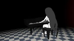 1girls 3d 3d_(artwork) barefoot black_hair breasts completely_nude completely_nude_female female female_only full_body hauntedsmut her_(imscared) imscared long_hair naked naked_female nude nude_female piano piano_bench sideboob sitting solo solo_female white_body