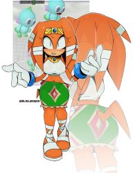 2d chao_(sonic) dynablade2 mobian mobian_(species) mobian_echidna orange_hair sega sonic_(series) sonic_adventure sonic_the_hedgehog_(series) tagme_(artist) tikal_the_echidna white_eyes