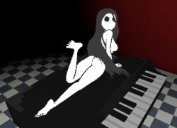 1girls 3d 3d_(artwork) ass barefoot black_hair breasts completely_nude completely_nude_female female female_only full_body hauntedsmut her_(imscared) imscared long_hair looking_at_viewer looking_back naked naked_female nude nude_female on_piano piano sideboob solo solo_female white_body