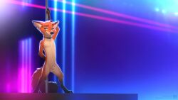 16:9 1boy adam_wan animal_genitalia anthro balls canid canine disney eyebrows fox fully_sheathed fur genitals hi_res male male_only mammal multicolored_body multicolored_fur multicolored_tail nick_wilde nude orange_body orange_ears orange_fur orange_tail pole sheath solo stripper stripper_pole tail teeth widescreen zaush zootopia