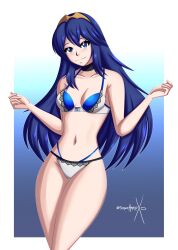 1girls 2d artist_name breasts cleavage female female_only fire_emblem fire_emblem_awakening light-skinned_female light_skin looking_at_viewer lucina_(fire_emblem) medium_breasts nintendo pale-skinned_female pale_skin panties solo sonicheroxd tank_top underwear watermark