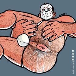 1boy friday_the_13th hairy_ass jason_voorhees jockstrap male male_only randyslashtoons showing_ass solo spread_ass