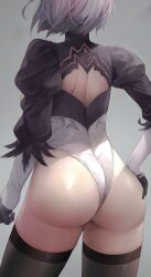 1girls android android_girl ass big_ass big_butt clothed_female clothing female female_focus female_only from_behind from_behind_position hand_on_ass hand_on_butt light-skinned_female light_skin nier nier:_automata nier_(series) robot robot_girl short_hair solo solo_female solo_focus thick_thighs thighhighs yorha_2b