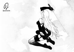 female female_only long_hair nier nier:_automata nier_(series) quartzy white_hair yorha_a2