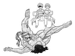 2d 2girls biting_nipple breasts deltarune female frisk grappling kris_(deltarune) monster monster_girl multiple_girls naked nipples no_color pussy redmanart susie_(deltarune) tagme undertale undertale_(series) undyne undyne_(deltarune) wrestling