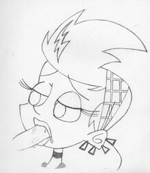 1girls cartoon_network disembodied_penis fellatio female johnny_test_(series) monochrome penis ryoku sissy_blakely tagme traditional_media_(artwork)