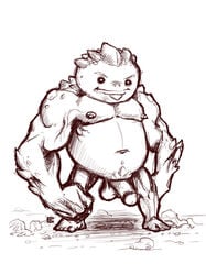 front_view goron male male_only monochrome muscular_male nude penis solo standing tagme the_legend_of_zelda twilight_princess