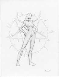 keith_dotson magik_(illyana_rasputin) marvel monochrome new_mutants nipples pussy x-men