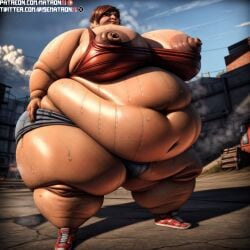 1girls 4k ai_generated areolae bbw belly between_breasts big_female big_woman borderlands borderlands_2 breasts ellie_(borderlands) enormous_breasts enormous_thighs fat fat_woman female female_only gearbox_software highres huge_belly huge_breasts junkyard large_breasts large_female large_nipples larger_female looking_at_viewer massive_belly massive_breasts massive_thighs matronai_(artist) morbidly_obese morbidly_obese_female nipples obese obese_female overalls overweight overweight_female patreon patreon_username pinup sagging_breasts solo solo_female ssbbw stable_diffusion sweat sweating twitter_username video_games wide_hips