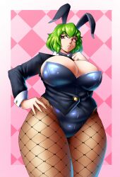 bunnysuit chubby chubby_female female fishnets huge_ass huge_breasts leotard pantyhose plump slightly_chubby slightly_chubby_female spookoarts thick_thighs touhou wide_hips yuka_kazami