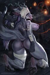 absurd_res anthro antlers areola ass beast_(bloodborne) big_ass big_breasts big_thighs bloodborne breasts butt canid canine canis censored_pussy eyes_covered feet female fromsoftware fur furry genitals hi_res horn huge_ass huge_breasts huge_thighs johnfoxart mammal monster nipples nude pierced_nipples pussy smile solo sony_corporation sony_interactive_entertainment sweat sweatdrop sweating thick_thighs tongue tongue_out vicar_amelia were werecanid werecanine werewolf white_body wolf wolf_girl wolf_tail