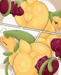 absurd_res ass bayleef big_butt dildo dildo_in_pussy dildo_insertion female feral generation_2_pokemon genitals hi_res masturbation nintendo penetration pokemon pokemon_(species) pussy sex_toy sex_toy_in_pussy sex_toy_insertion solo thick_thighs toying_self type vaginal_penetration vaginal_penetration yellow_body