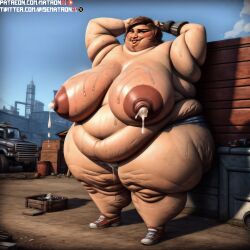 1girls 4k ai_generated areolae bbw belly between_breasts big_female big_woman borderlands borderlands_2 breasts breasts_milk cellulite ellie_(borderlands) enormous_breasts enormous_thighs fat fat_woman female female_only gearbox_software highres huge_belly huge_breasts junkyard lactation large_breasts large_female large_nipples larger_female looking_at_viewer massive_belly massive_breasts massive_thighs matronai_(artist) morbidly_obese morbidly_obese_female nipples obese obese_female overalls overweight overweight_female patreon patreon_username pinup sagging_breasts solo solo_female ssbbw stable_diffusion sweat sweating twitter_username video_games wide_hips