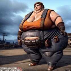 1girls 4k ai_generated bbw belly between_breasts big_female big_woman borderlands borderlands_2 breasts ellie_(borderlands) enormous_thighs fat fat_woman female female_only gearbox_software highres huge_belly huge_breasts junkyard large_breasts large_female larger_female looking_at_viewer massive_belly massive_breasts massive_thighs matronai_(artist) morbidly_obese morbidly_obese_female obese obese_female overalls overweight overweight_female patreon patreon_username pinup solo solo_female ssbbw stable_diffusion sweat sweating twitter_username video_games wide_hips