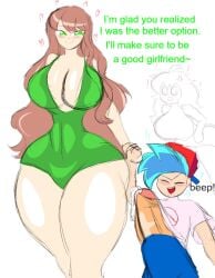 1boy 2023 2girls big_ass boyfriend_(friday_night_funkin) brown_hair cheating cheating_(relationship) cheating_boyfriend cuckquean doctordrawnass doki_doki_literature_club friday_night_funkin girlfriend_(friday_night_funkin) green_leotard hair_down happy huge_cock monika_(doki_doki_literature_club) netorare newgrounds