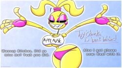 applause big_ass big_breasts boob_window clothed female female_only five_nights_at_freddy's huge_ass huge_breasts no_bra robot robot_girl scrumdiddlypop sideass toy_chica_(fnaf) underboob