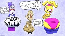 2girls backboob ballora ballora_(fnafsl) big_ass big_breasts clothed female five_nights_at_freddy's five_nights_at_freddy's:_sister_location huge_ass huge_breasts mega_milk multiple_girls no_bra robot robot_girl scrumdiddlypop sideass toy_chica_(fnaf) underboob