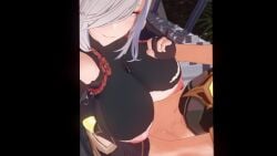 1boy 1girls 3d aether_(genshin_impact) big_breasts fat_ass flexa_iii gloves holding koikatsu long_hair mihoyo pleasure_face selfie sex shenhe_(genshin_impact) straight sweat thick_thighs vaginal_penetration vaginal_sex white_hair