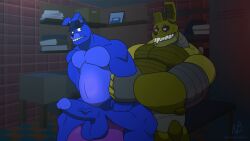 2boys animated animatronic anthro balls big_balls digital_media_(artwork) duo five_nights_at_freddy's five_nights_at_freddy's_3 genitals glowing huge_balls humanoid hyper hyper_balls hyper_genitalia lagomorph leporid machine male male/male male_only mammal musclegut muscular muscular_male nastybluepal nude penis rabbit robot scottgames sex size_difference springtrap springtrap_(fnaf) teeth