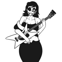 1:1 1girls ankaa_avarshina black_and_white black_hair breasts clothed dark_hair earring facepaint fangs female female_only guitar holding_object hourglass_figure incredibox large_breasts lilac_(orin_ayo) long_hair lowres monochrome one_eye open_mouth orin_ayo outline rockstar single_earring smirk solo solo_female tagme tank_top tongue_out transparent_background v-shaped_eyebrows white_body wide_hips