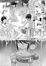 aiko black_and_white blowjob blowjob_face cfnm cousins cum_in_pussy cumming doujinshi expressionless femdom flat_chest koneko_queen mamoru miu petite portal scientist