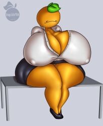 ass_bigger_than_head balls big_ass big_balls big_breasts breasts breasts_bigger_than_head citrus_(orangejuicemann) clothed female female_only food food_creature fruit fruit_humanoid huge_ass huge_balls huge_breasts humanoid hyper_breasts nipples_visible_through_clothing no_bra no_underwear orange_(fruit) orange_body orangejuicemann plant plant_girl plant_humanoid shirt solo tagme underass