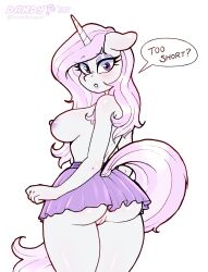 2023 anthro areola ass bottomwear breasts clothed clothing dandy_(artist) dialogue dock english_text equid equine eyebrow_through_hair eyebrows eyelashes female fingers fleur_de_lis_(mlp) friendship_is_magic genitals hair hasbro hi_res horn long_hair looking_at_viewer looking_back looking_back_at_viewer mammal my_little_pony nipples pink_hair purple_bottomwear purple_clothing purple_eyes purple_skirt pussy simple_background skirt solo speech_bubble tail talking_to_viewer text topless topless_anthro topless_female translucent translucent_hair unicorn upskirt white_background