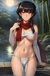 1girls ai_generated avatar_legends avatar_the_last_airbender breasts double_bun female female_focus female_only fire_nation fundoshi goth_girl gothic hairbun hot_spring looking_at_viewer mai_(avatar) noblewoman pakfaia pose posing seductive solo solo_female solo_focus water wet