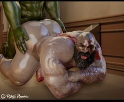 anal_sex ass ass_grab bald bald_man bara beard big_ass big_butt bubble_ass bubble_butt daddy dilf doggy_style facial_hair fat_ass fat_butt from_behind gay gay_sex god_of_war huge_ass huge_butt kratos male_only mature_male muscular muscular_arms muscular_ass muscular_back muscular_legs muscular_male muscular_thighs nude older_male orc orc_male orc_on_human rikkisrenders thick_ass thick_thighs white_markings