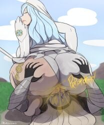 2girls ass ass_grab ass_on_face ass_sniffing azura_(fire_emblem) billdenovo blue_hair corrin_(fire_emblem) corrin_(fire_emblem)_(female) facesitting fart fart_cloud fart_fetish fart_sniffing farting farting_in_face female fire_emblem fire_emblem_fates hairband huge_ass looking_back multiple_girls nintendo outdoors panties rear_view sniffing sniffing_ass source_request white_panties yellow_eyes yuri