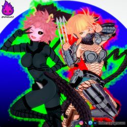 2girls 3d alien alien_(franchise) alien_vs_predator boku_no_hero_academia crossover female female_only himiko_toga igneuzz mask masked masked_female mina_ashido my_hero_academia predator predator_(franchise) tagme tail xenomorph yautja