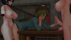 1girls 2futas 3d amputee arianne-chan ballbusting balls blood breasts castration cbt chained cock_and_ball_torture cum doomposting doomverse double_amputee dripping femdom futa_on_female futanari futasub green_hair guro hammer handjob implied_penetration koikatsu mfwknoh nails naked_futanari pale-skinned_futanari pale_skin partial_futa partially_clothed_female penis rape sadism sewn_eye slave_collar stitched_eyes stitched_mouth tagme tanned_female tanned_skin torture vaginal_penetration