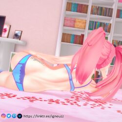 black_eyes blue_lingerie eyeshadow hips hispachan hispanic igneuzz light_blue_lingerie lipstick petals pink_hair tagme