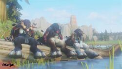 3boys 3d 3d_(artwork) 3girls 69_position animal animated anthro bigfap deepthroat facesitting fellatio group group_sex handjob handjob_while_sucking highmountain_tauren no_sound nude outdoors tagme tauren video warcraft world_of_warcraft