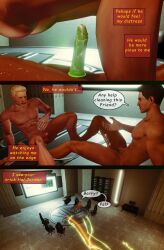 2males 3d_(artwork) barry_allen blonde_hair brown_hair comic condom cum dc_comics ejaculation english_text gay hal_jordan male male/male male_only naked text yaoi