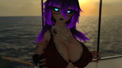 big_breasts black_hair black_lipstick blue_eyes bra breasts charlottevr femdom glasses goth mommy mommy_kink mother purple_hair selfie taller_girl tattoo tattoos vr vr_media vrchat vrchat_avatar vrchat_media vrchat_model