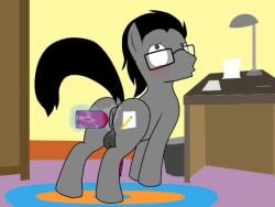 anal anal_insertion anal_masturbation animated blush cum earth_pony furry gay glasses gray_body gray_hair male my_little_pony original_character penis self_fuck selfcest shy spanky15 tagme video