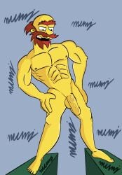 balding balls beard flaccid groundskeeper_willie human male male_only mature_male memj_nsfw09 muscular nude penis solo solo_male the_simpsons