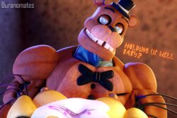 1boy 1boy1girl 1girls 3d 3d_(artwork) anthro anthro_on_anthro areolae artist_name blue_eyes breasts chica_(fnaf) dialogue duranomates female five_nights_at_freddy's five_nights_at_freddy's_2 freddy_(fnaf) hat male male/female nipples scottgames sex text wholesome wholesome_sex withered_chica withered_freddy