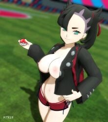 3d breasts breasts_out htr18 marnie_(pokemon) nintendo pokemon pokemon_ss smile tagme